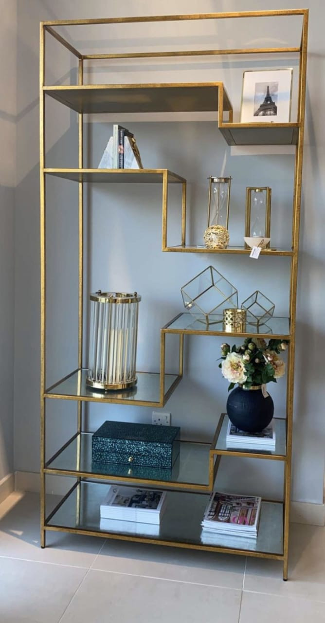 Mettalic ,Decorative Stand with MDF Shelves