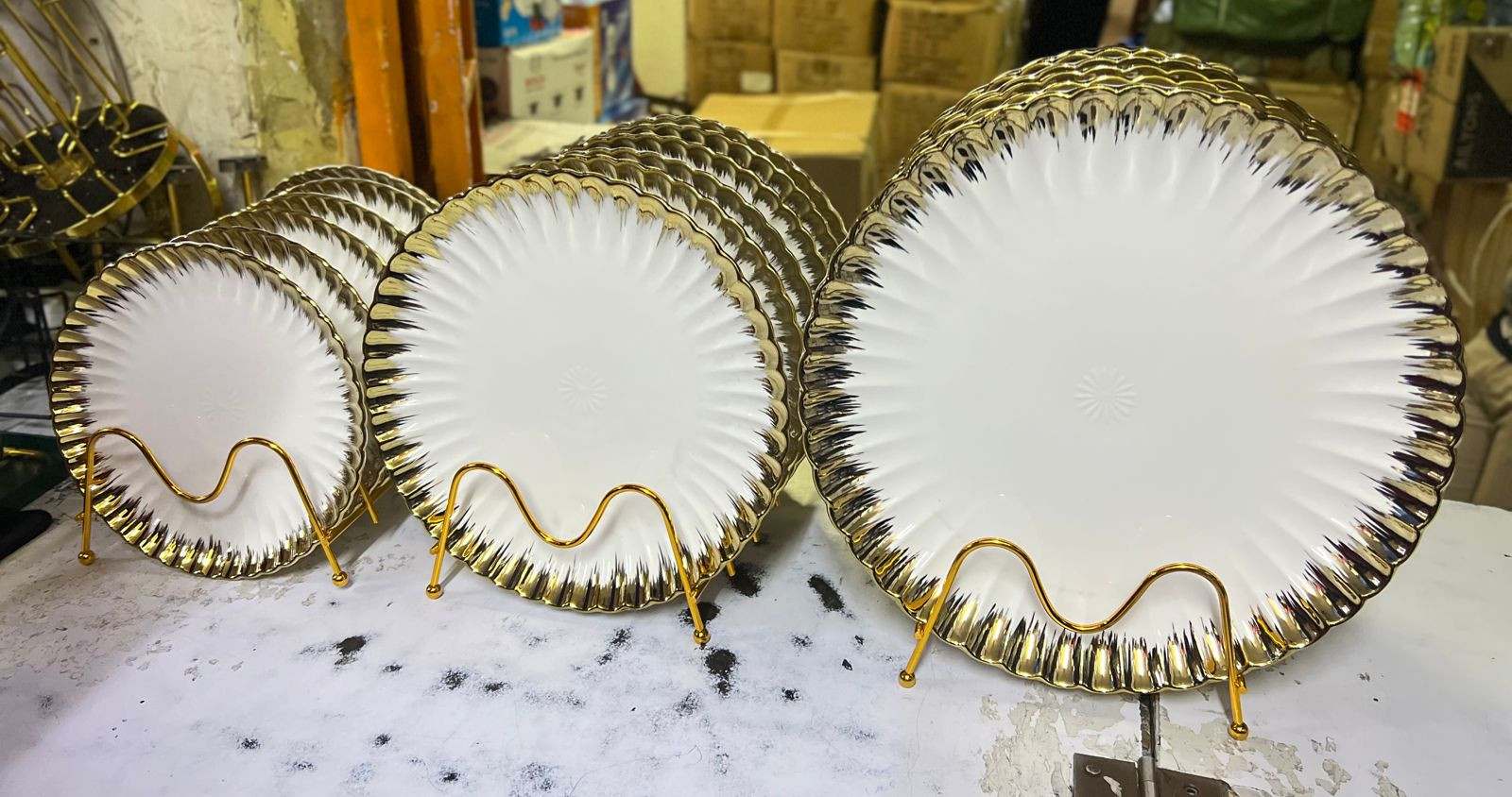 10inch 6pcs Ceramic Gold Ring Dinner Plate