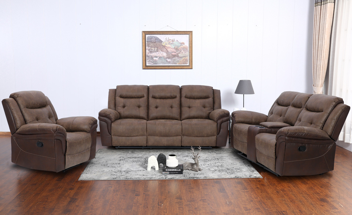 Dolce 6 Seater Recliner Sofa- Choco Brown