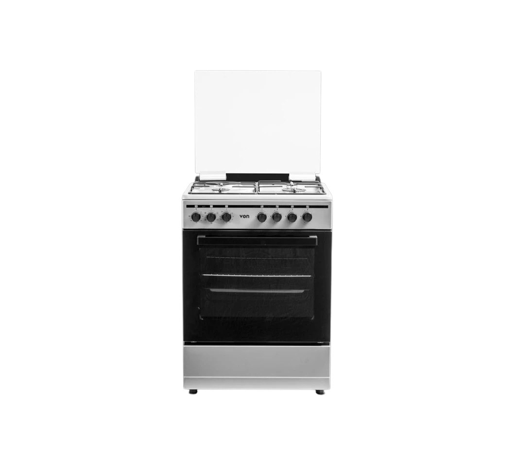 VON Cooker 4 Gas + Electric oven - VCF664041FSY Thick Enamel Inox Grey