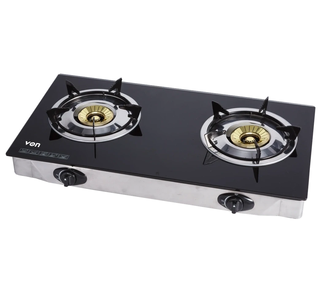 Von VCT2BWGG Table Top 2 Brass Burner - Glass