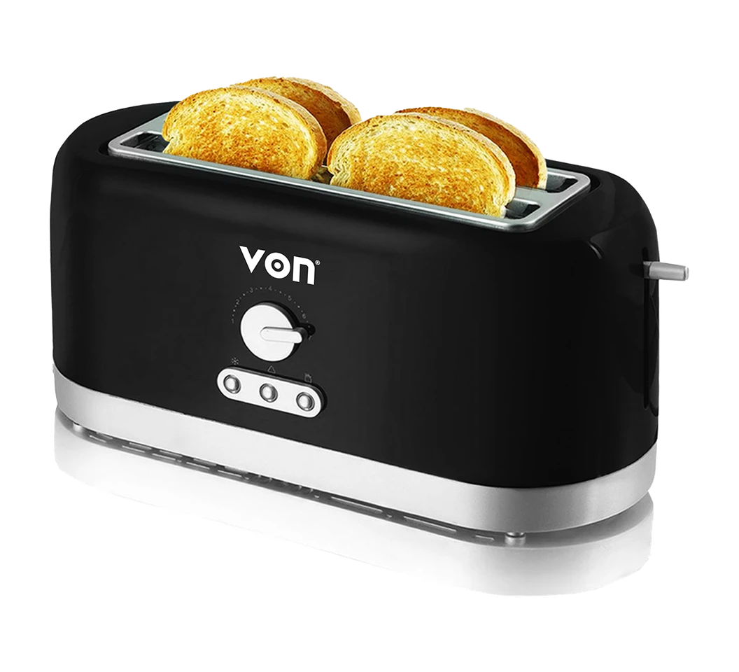Von VSTP04MVK 4 Slice Toaster - Black