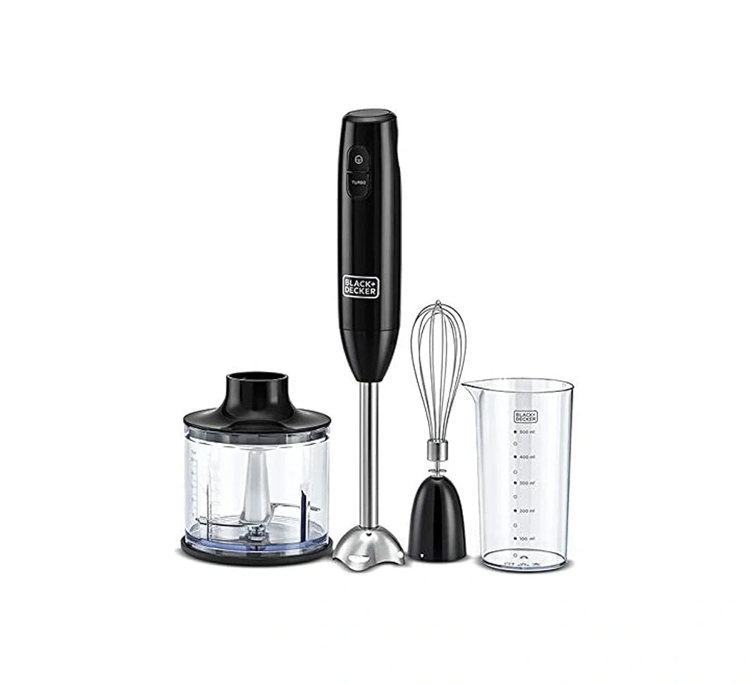 BLACK+DECKER HB600-B5 Hand Blender 3 in 1, Black - 600W