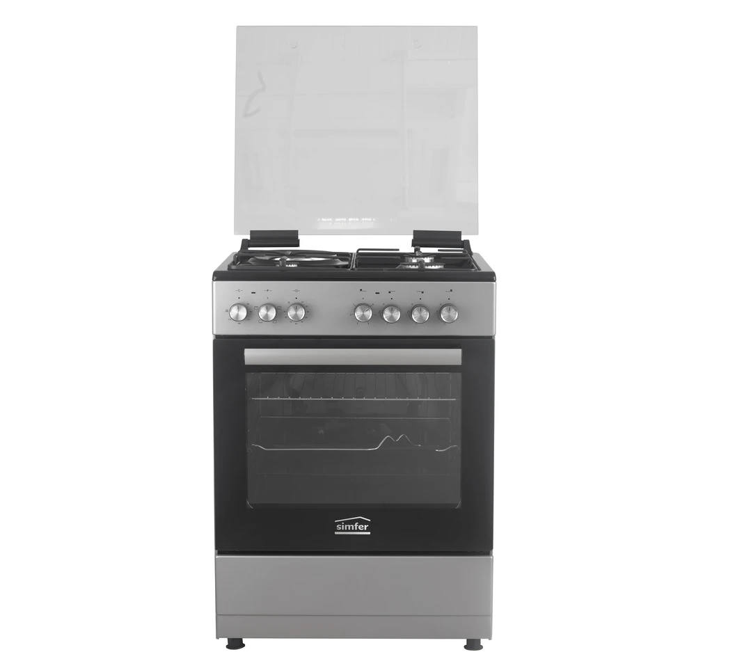 SIMFER Cooker 3 Gas + 1 Electric - F6314SERBG Black Top Inox Grey