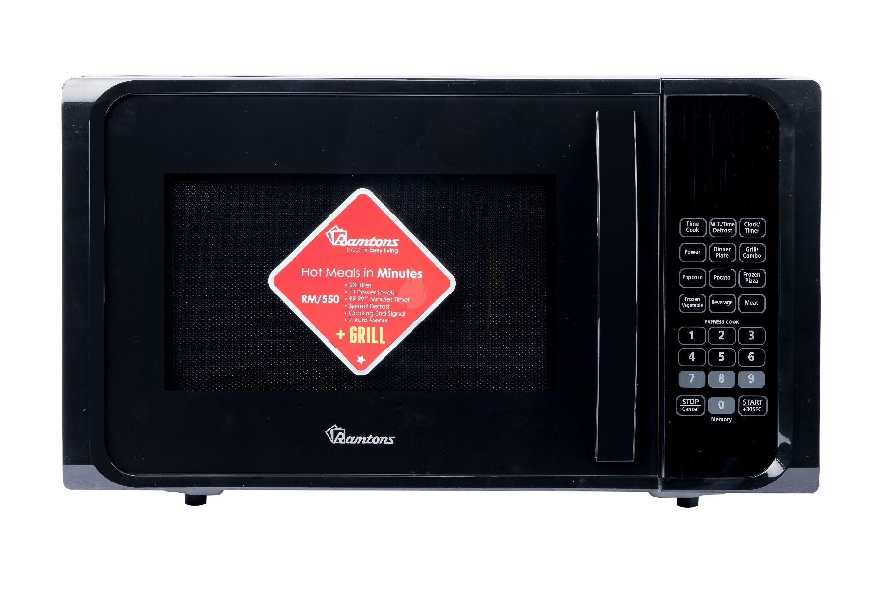 RAMTONS 23L MICROWAVE+GRILL BLACK- RM/550