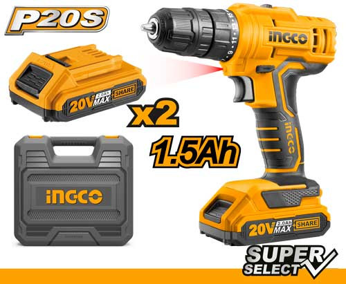 INGCO LITHIUM-ION CORDLESS DRILL CDLI20012-8