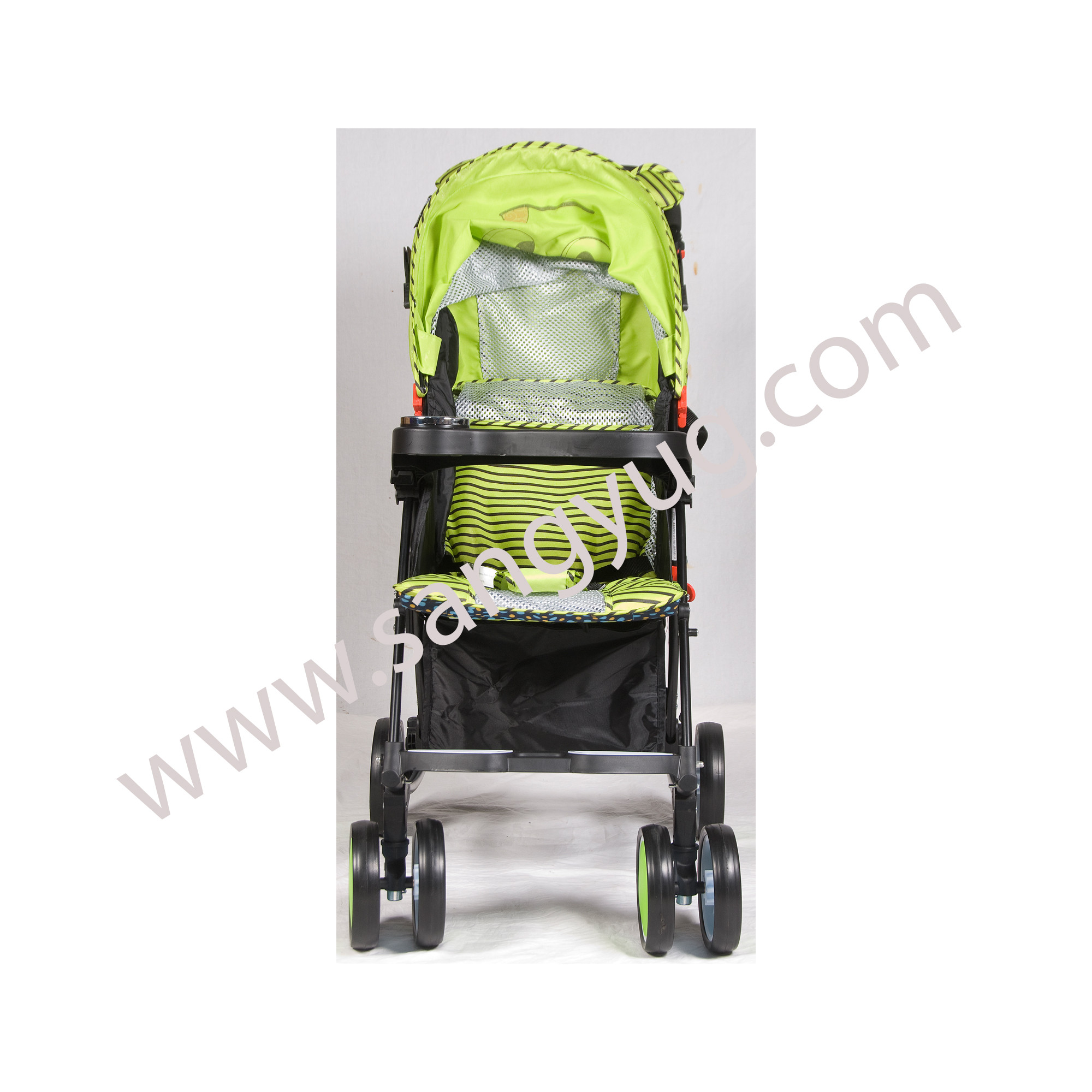 Baby Pram With Cartoon Cover And Luggage Basket And Pocket, Foldable Aluminum Alloy
